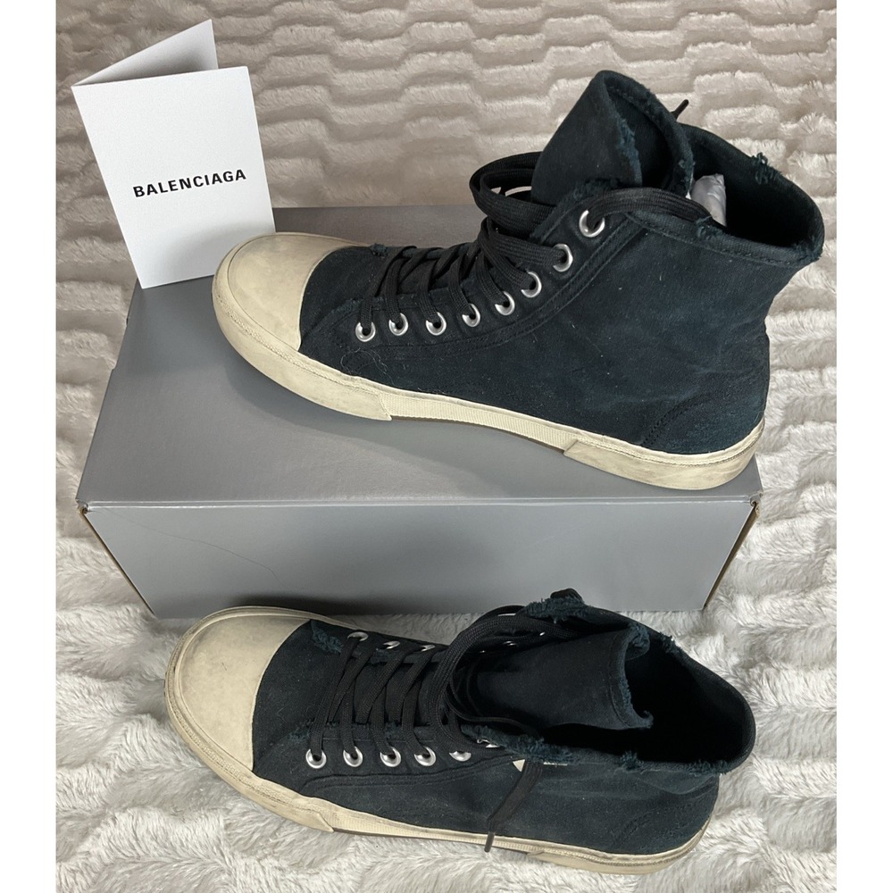 Balenciaga Mens Black Size 11 High Top Canvas Designer Sneakers Streetwear - Picture 2 of 15